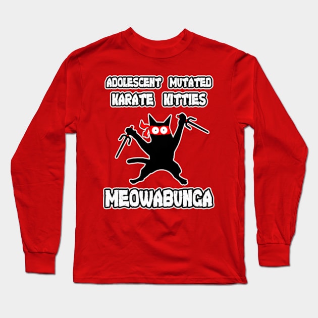 Adolescent Mutated Karate Kitties Red Long Sleeve T-Shirt by Gamers Gear